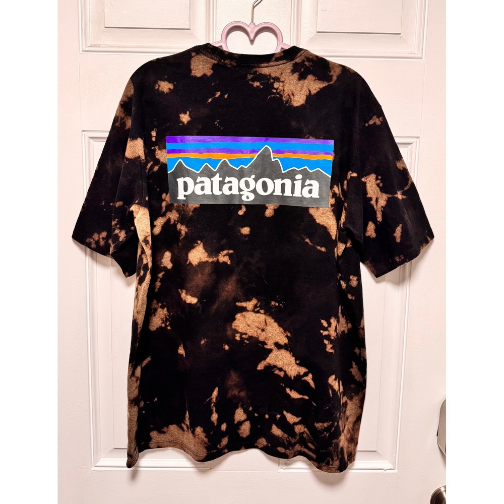 Patagonia Custom Acid Washed Tie Dye Tee Shirt Upcycled Relaxed Fit Men's Size M
